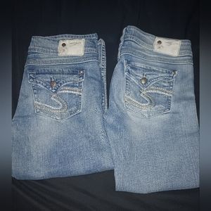 2 Silver Jean Capris